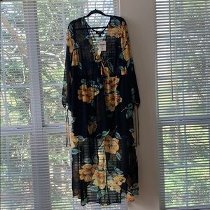 Plus Size Floral High-Low Front Slit Dress